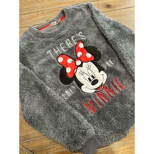 Disney Minnie Mouse Plush Fleece Pullover Sweater Gray Women's Medium